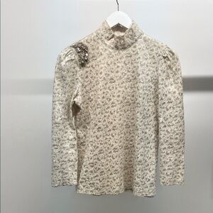 Elegant Cream Embellished Sweater